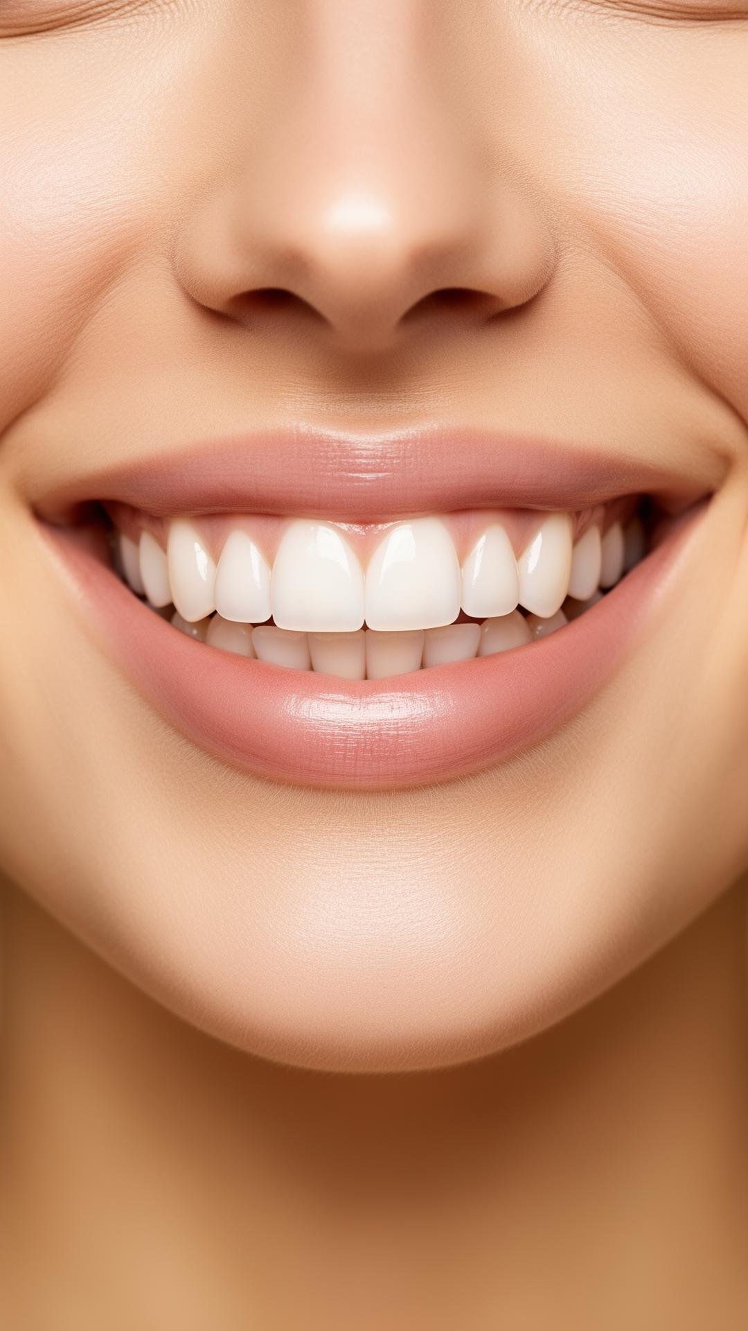 A composed close-up of a refined, luminous smile